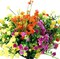 12 Bundles Artificial Flowers Outdoor, UV Resistant Fake Plants Shrubs in Yellow, Orange & Fuchsia for Porch, Patio, Hanging Planters, Window Boxes & Spring Summer Décor